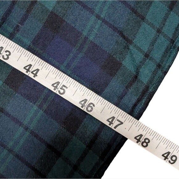 Lands' End classic blue green flannel nightgown pullover plaid side Medium 10/12 - Picture 4 of 9